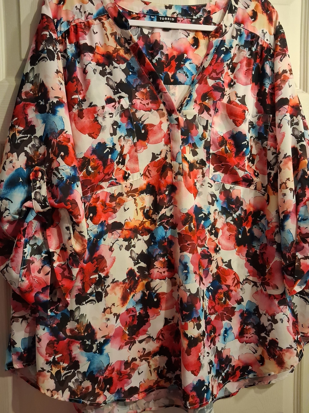 Torrid Multicolor Watercolor Floral Blouse